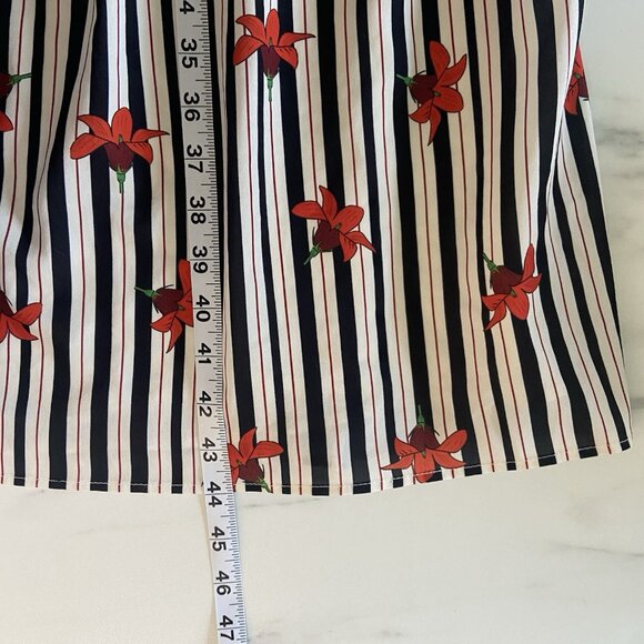 ELOQUII Black White Striped Red Floral Boho Midi Dress Sz 22 Cottagecore Ruffle - Picture 16 of 16